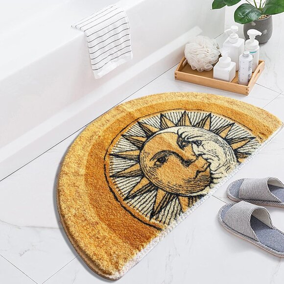 🌓 Half Round Tarot Sun & Moon Door Mat – Non-Slip, Absorbent Microfiber Rug - Picture 3 of 5